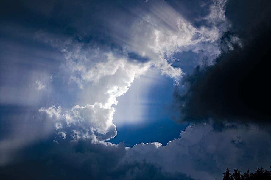 cloudy sky with light, cloud - sky, beauty in nature, storm, scenics - nature HD wallpaper
