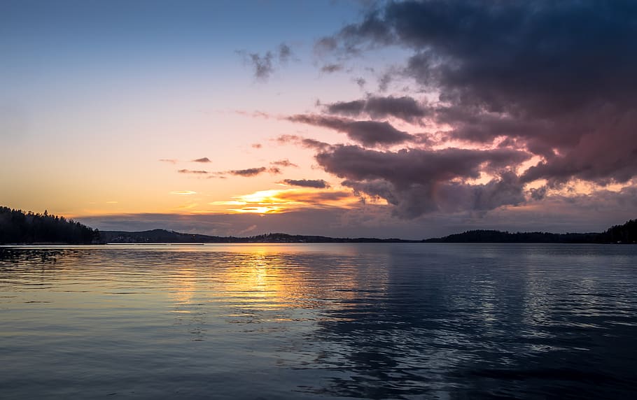 nature, outdoors, water, sky, sunset, red sky, dusk, dawn, sunlight HD wallpaper