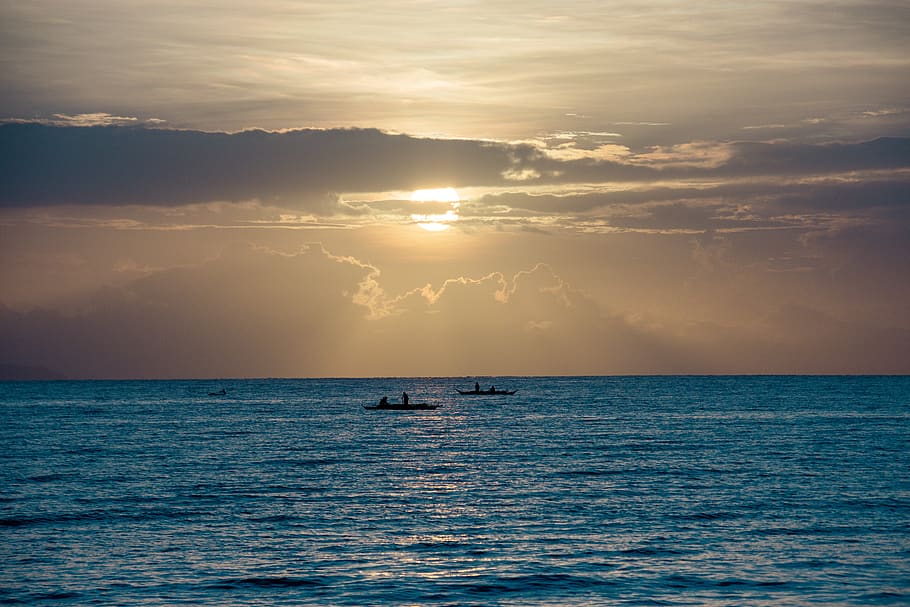 Scenic View of Ocean During Sunset, beach, clouds, dawn, idyllic HD wallpaper