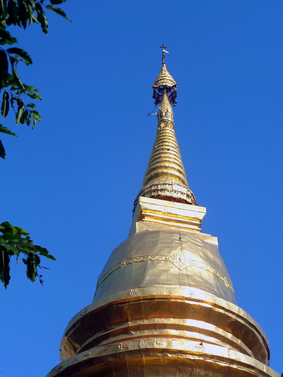 Pagoda of Nantaram Temple in Chiang Mai, Thailand, chedi, buddhist