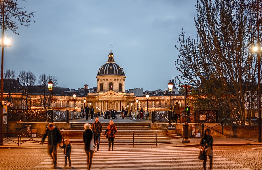 france, paris, building exterior, architecture, group of people HD wallpaper