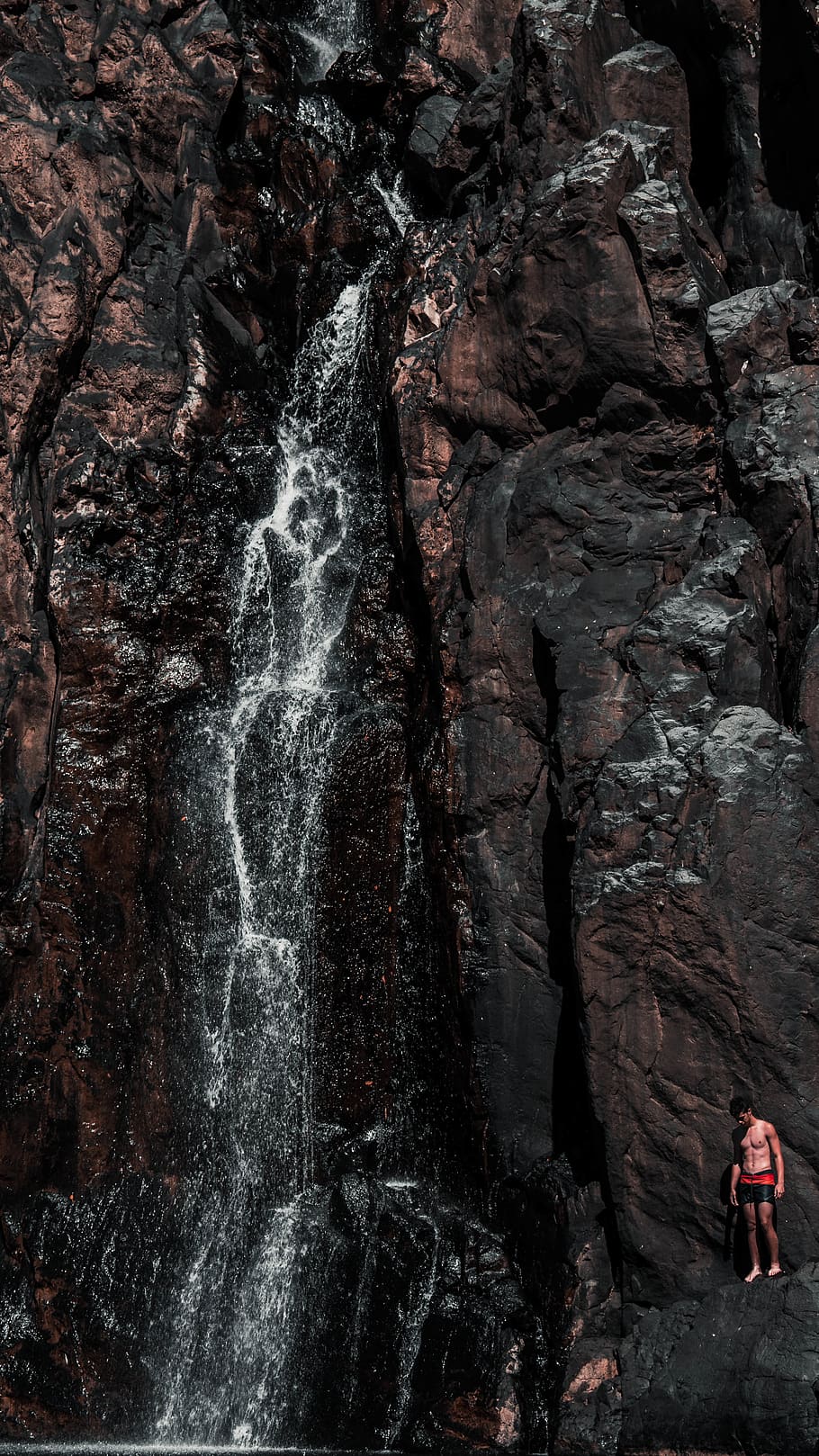 waterfalls, réunion, rock, outdoors, leisure activities, hiking HD wallpaper