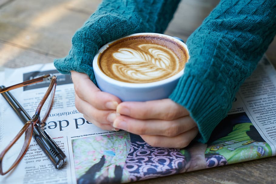 Person Holding Cup of Cappuccino With Both Hands, brown, caffeine HD wallpaper