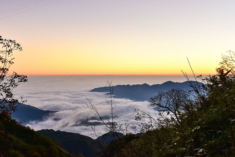 clouds, sunrise, sky, landscape, horizon, mountains, sapa, fansipan