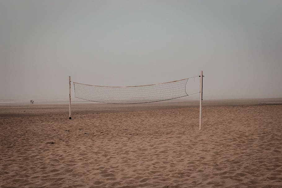 photo of beach volleyball net, sand, france, dunkirk, pole, nature