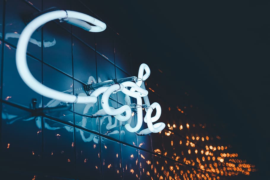 light, neon, sign, lighting, urban, street, cold, cafe, warm HD wallpaper