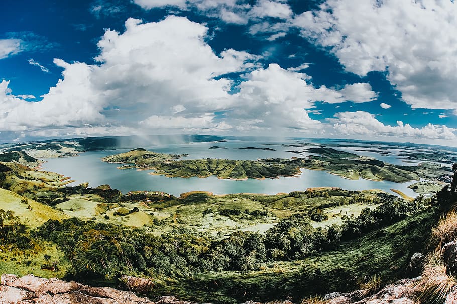 Photography of Island, cliff, cliffs, clouds, daylight, environment HD wallpaper
