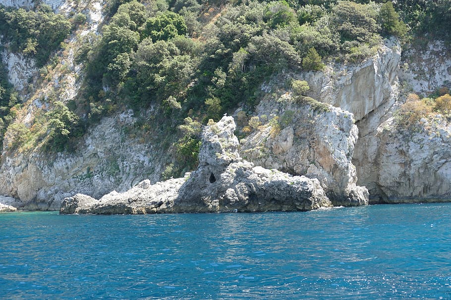 capri, italy, coast, mediterranean, nature, rock, landscape, HD wallpaper