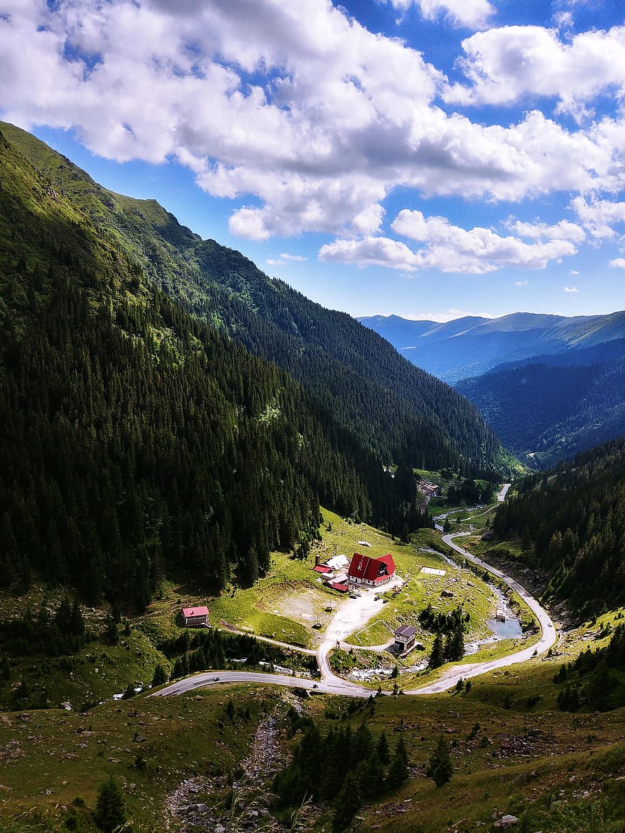 Valley, clouds, daylight, landscape, mountain, outdoors, road HD wallpaper