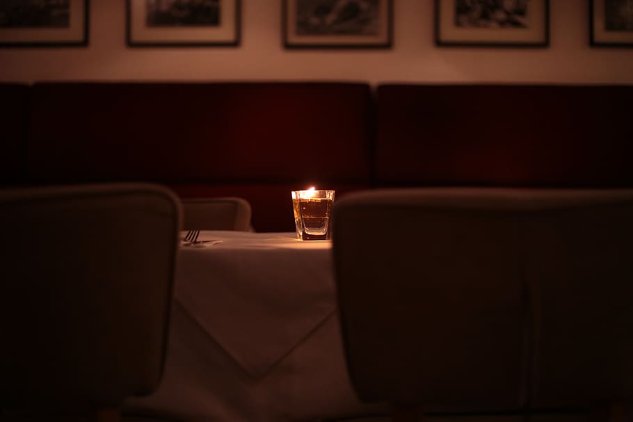 dining table, candle, fine dining, italian, bistro, burning