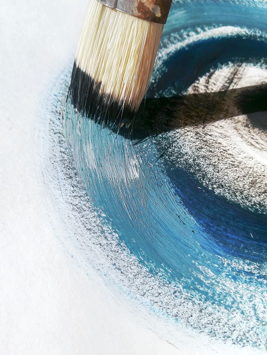 painted, texture, handmade, watercolor, artistic, blue, paper HD wallpaper