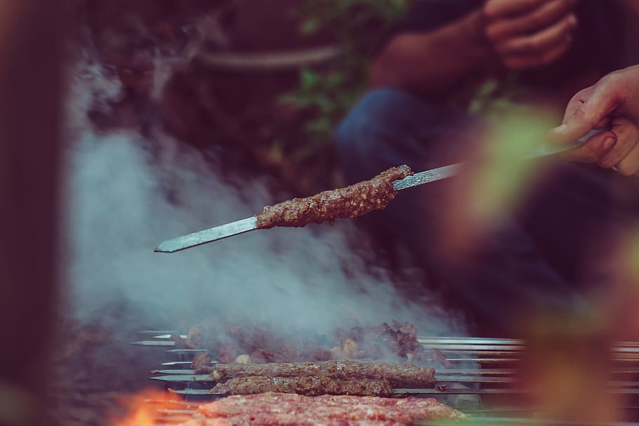 Person Holding Barbecue, barbeque, blurred background, close-up HD wallpaper