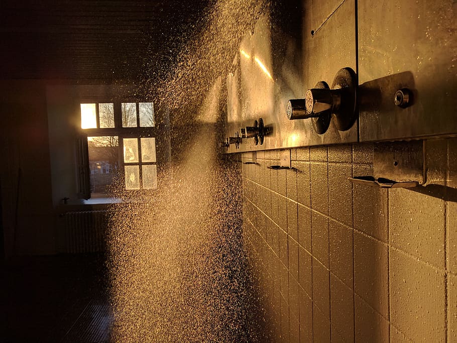 shower, sunset, water, nature, illuminated, motion, night, indoors HD wallpaper