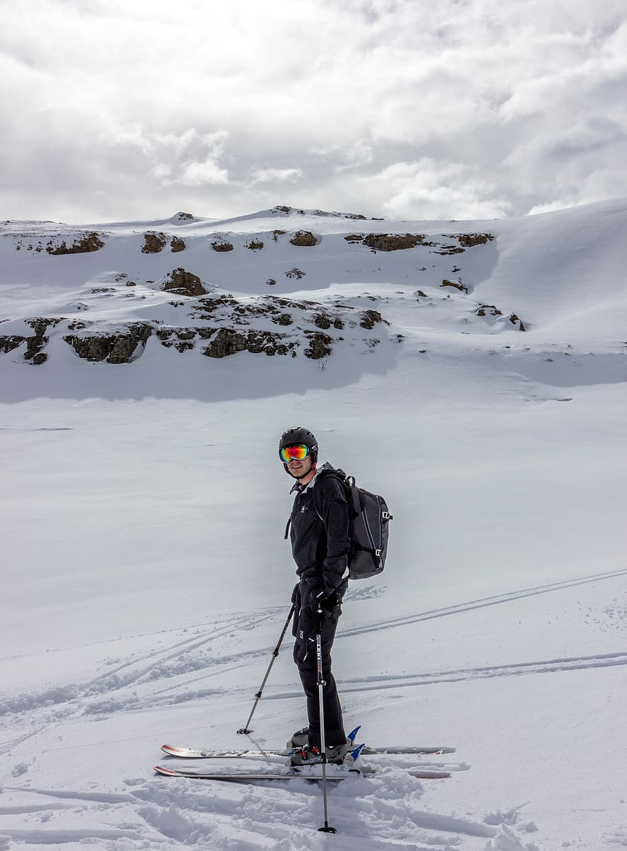 man skiing on mountain, person, human, people, snow, switzerland HD wallpaper