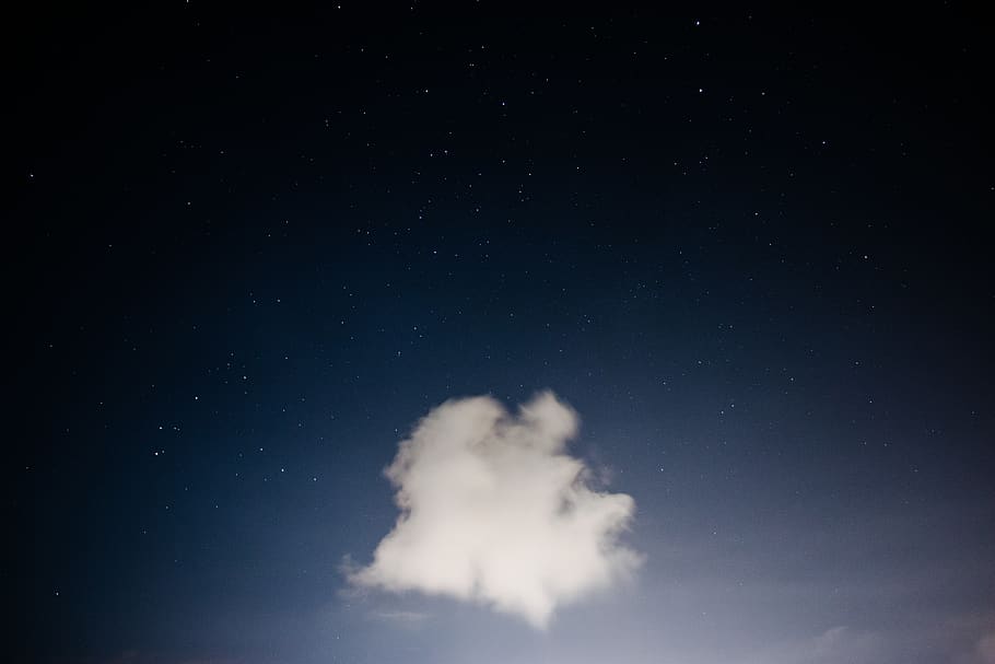 blue, sky, clouds, stars, night, evening, star - space, cloud - sky HD wallpaper