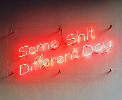 Same Shit Different Day Neon Sign, bright, close-up, colors, design HD wallpaper