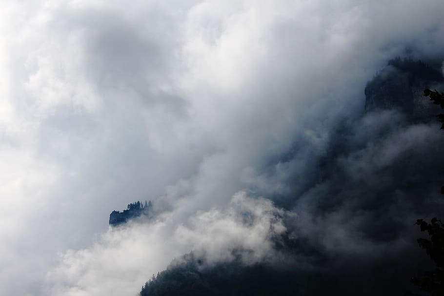 mountain, cloud, mist, fog, nature, outdoors, forest, woodland HD wallpaper