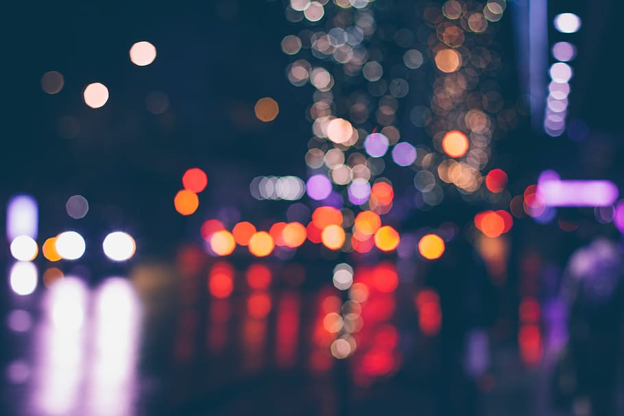 night, lights, blurry, dark, city, streets, roads, illuminated HD wallpaper