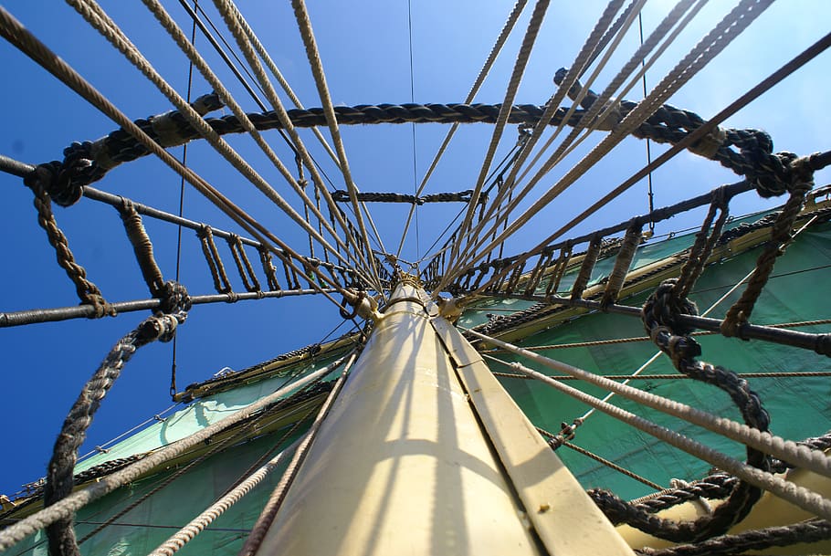 rigging, ship, tallship, sailing, sky, low angle view, nature HD wallpaper