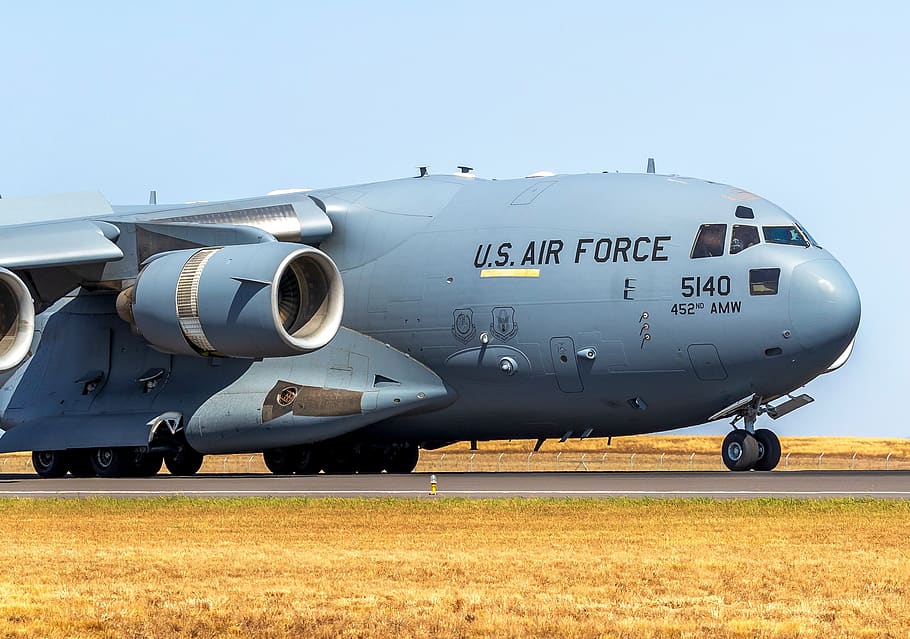 grey US Air Force plane, mode of transportation, air vehicle HD wallpaper