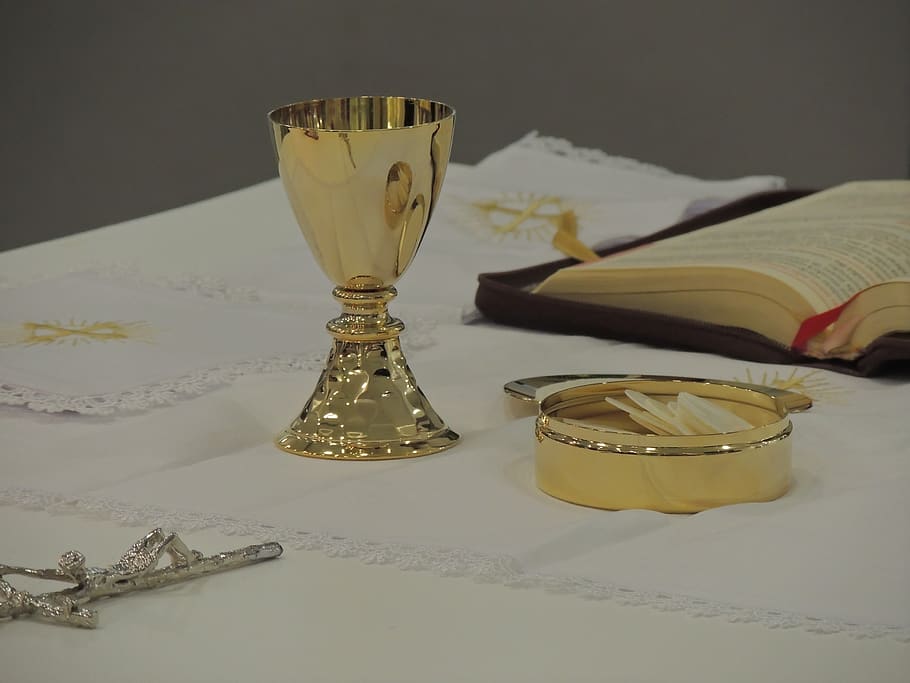 chalice, mass, consecration, church, altar, catholic, table, HD wallpaper