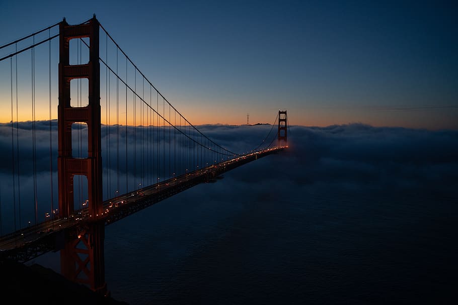 San Farancisco bridge, sky, bridge - man made structure, suspension bridge HD wallpaper
