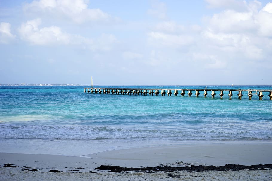 mexico, cancún, water, sea, sky, cloud - sky, horizon, scenics - nature HD wallpaper
