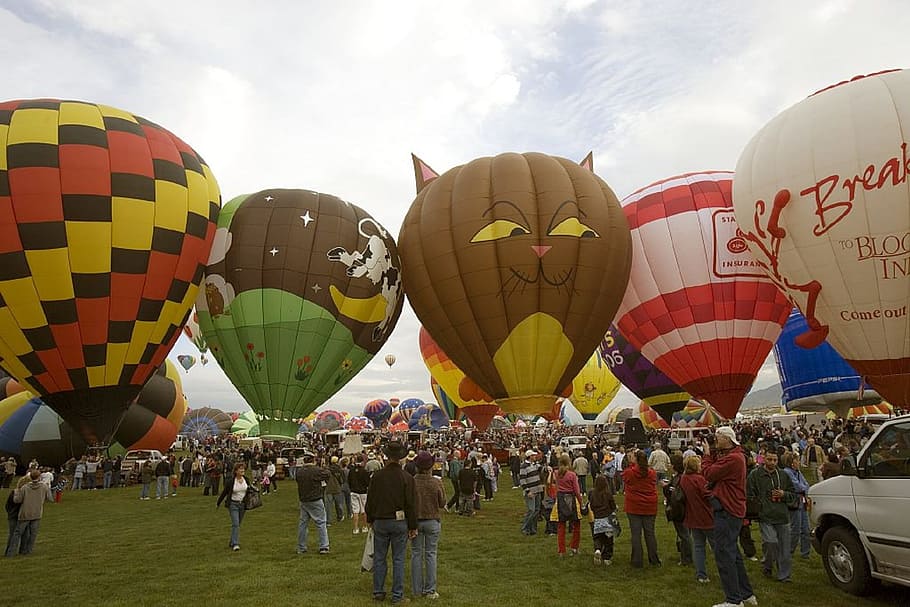 hot, air, balloon, activity, human, festival, people, large group of people HD wallpaper