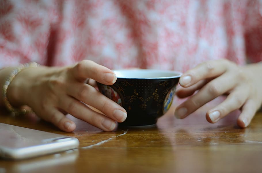 Shallow Focus Photography of Black Ceramic Cup, breakfast, close-up HD wallpaper
