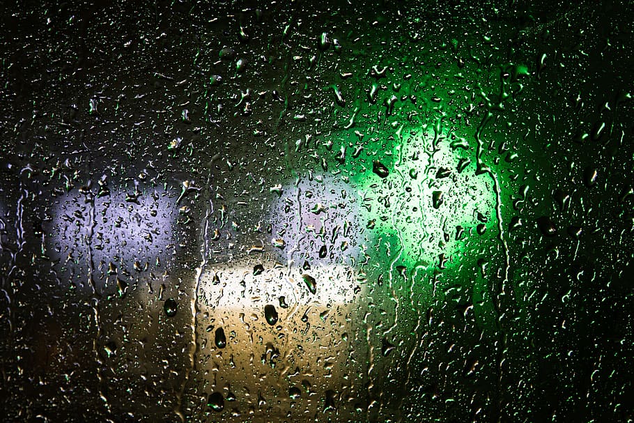 night, drops, rain, window, evening, glass, wet, weather, glass - material HD wallpaper