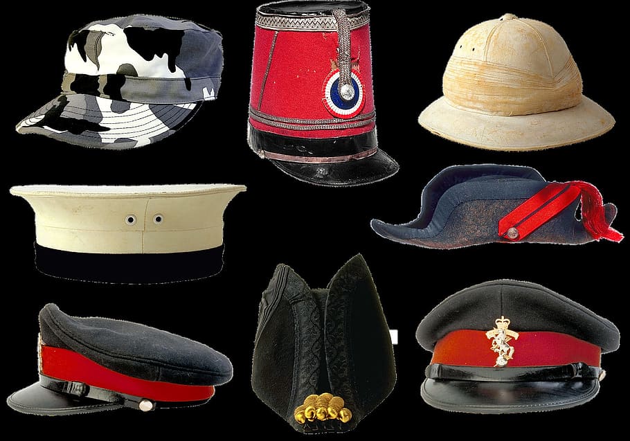 cap, military, object, head, wear, uniform, no people, black background HD wallpaper