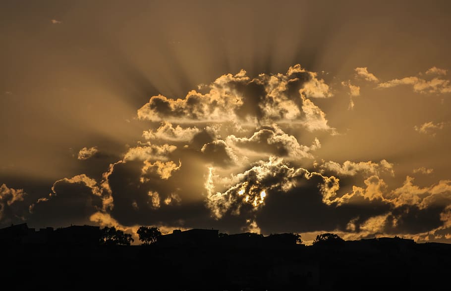 Sunrise, backlit, beautiful, clouds, dark, dark clouds, dawn HD wallpaper