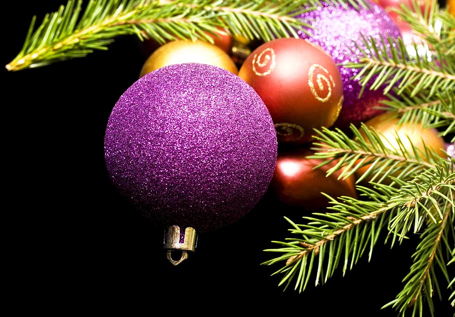 ball, bauble, black, bright, celebration, christmas, christmas-tree HD wallpaper