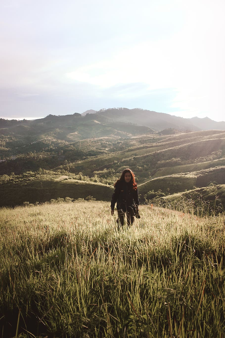 yellow, hills, grass, field, indonesia, real people, mountain HD wallpaper