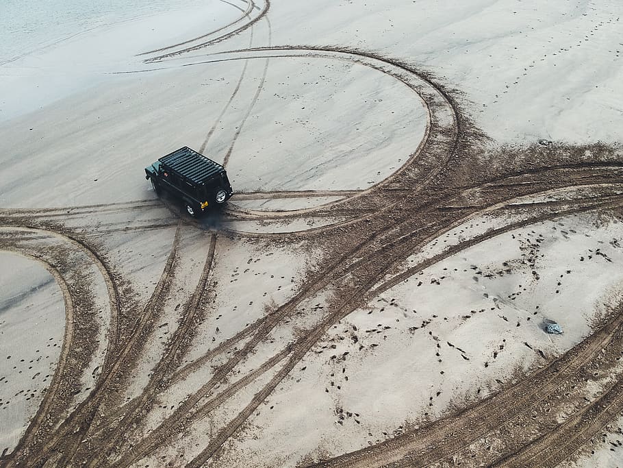 black SUV, nature, scenery, outdoors, landscape, sand, offroad HD wallpaper