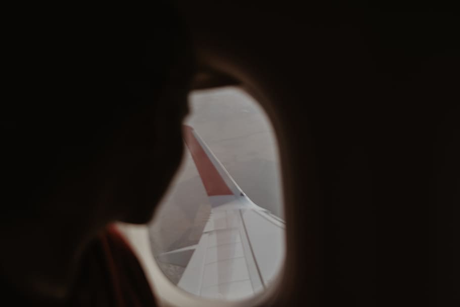 airplane, flight, window, view, wing, engine, flying, looking out HD wallpaper
