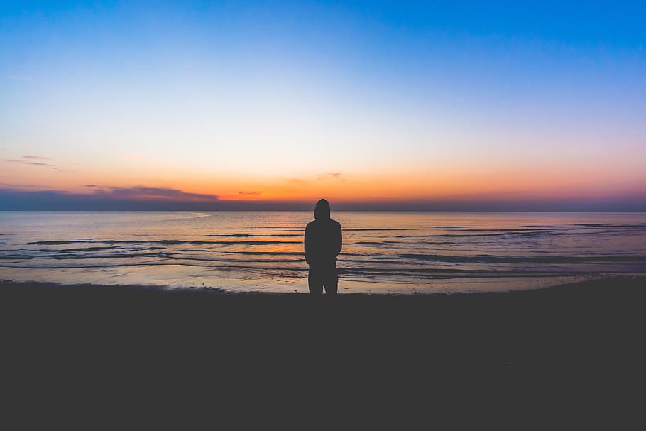 dark, clouds, sky, silhouette, beach, ocean, sea, water, shore HD wallpaper