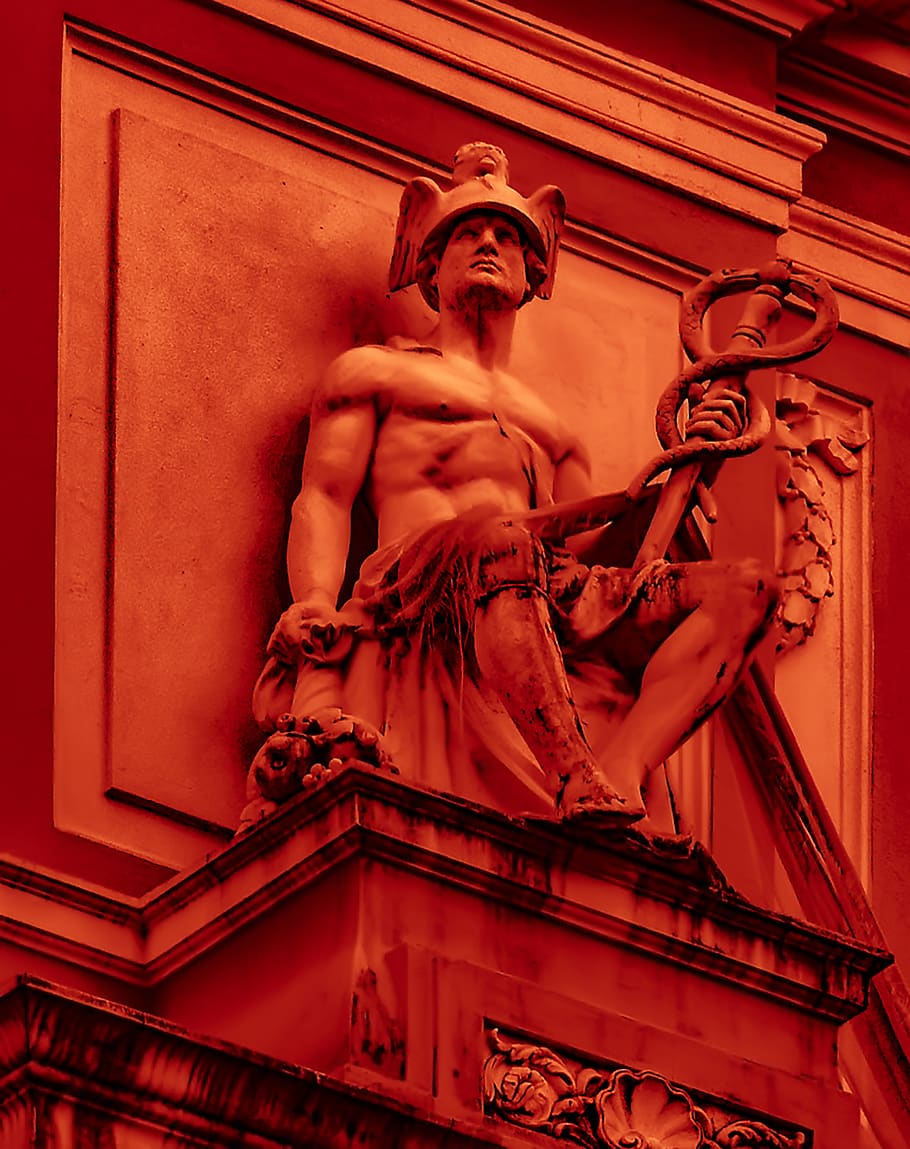 man holding rod statue, architecture, low angle view, human representation HD wallpaper