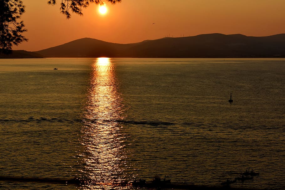 sunset, sea, sky, mood, landscape, dusk, evening, romantic HD wallpaper