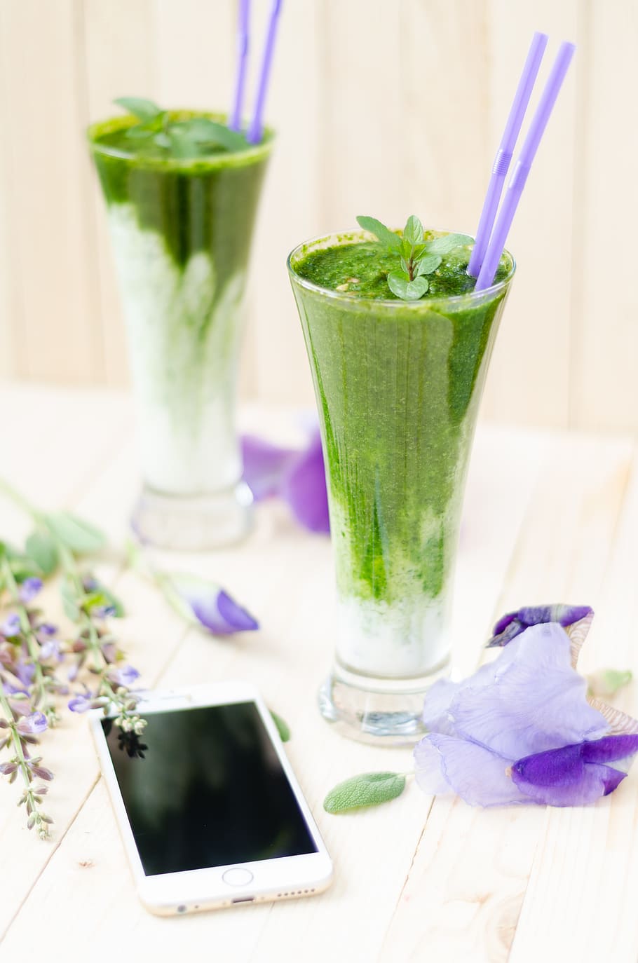 Two Clear Parfait Glasses, beverage, close-up, drinks, flora HD wallpaper