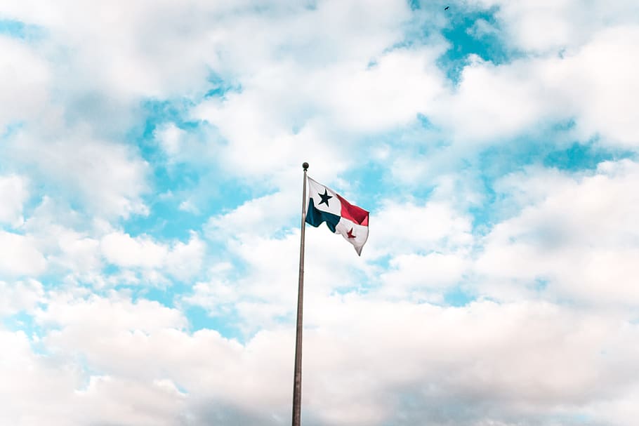 Green, White, and Red Star Flag, bright, cloudiness, clouds, cloudscape HD wallpaper