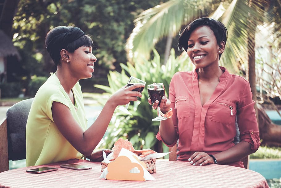 Women Holding Goblets, cheers, cold drink, daylight, drinking HD wallpaper