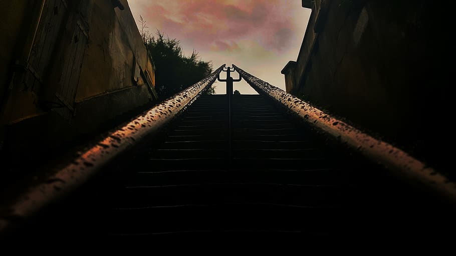 rain, raindrop, sky, stairs, architecture, direction, the way forward HD wallpaper