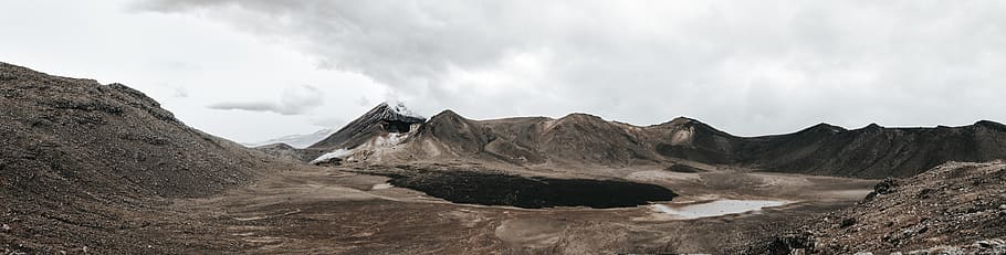 Brown Mountain Under Cloudy Sky, clouds, daytime, geology, landscape HD wallpaper