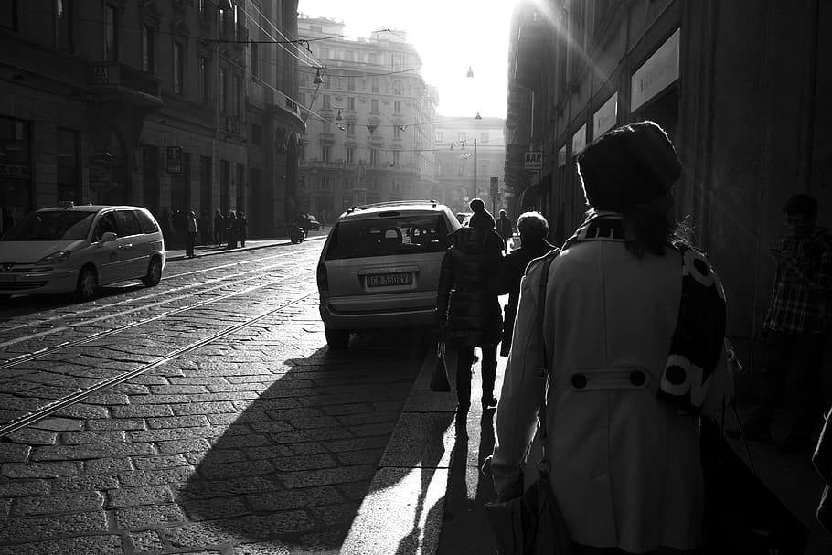 person, human, pedestrian, path, walkway, automobile, transportation HD wallpaper