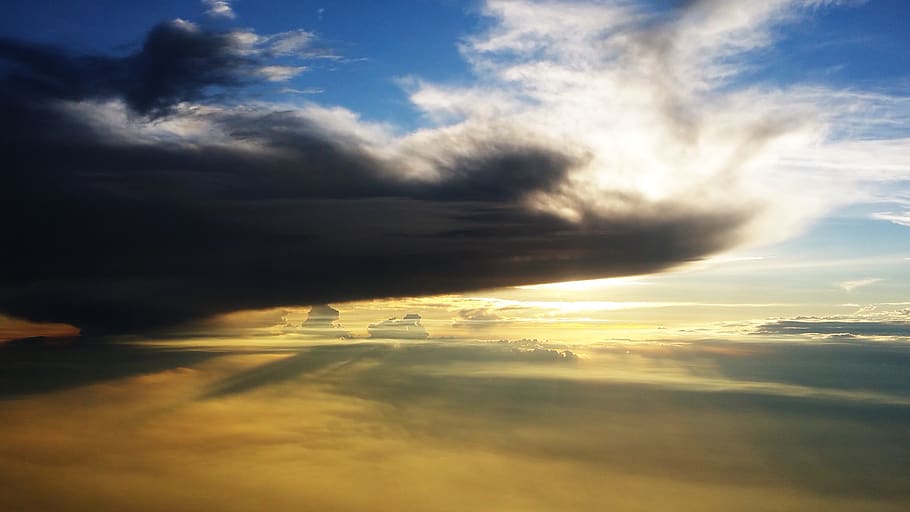 Cloudy Sky Under Blue Sky, bright, cloud formation, cloudiness HD wallpaper