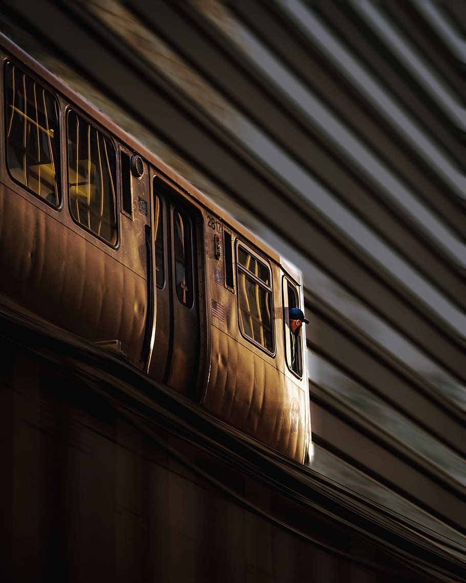 Brown Train, dark, design, fast, indoors, inside, long exposure HD wallpaper