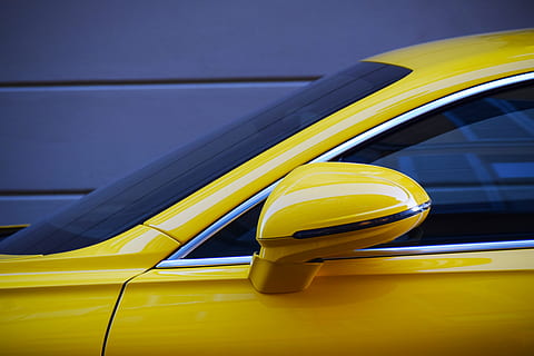yellow vehicle side mirror, tire, automobile, car, transportation HD wallpaper