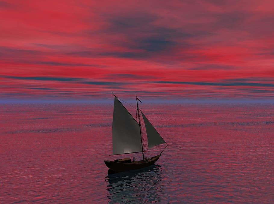 middle, sail, sailing, ship, boat, journey, travel, ocean, sea, HD wallpaper