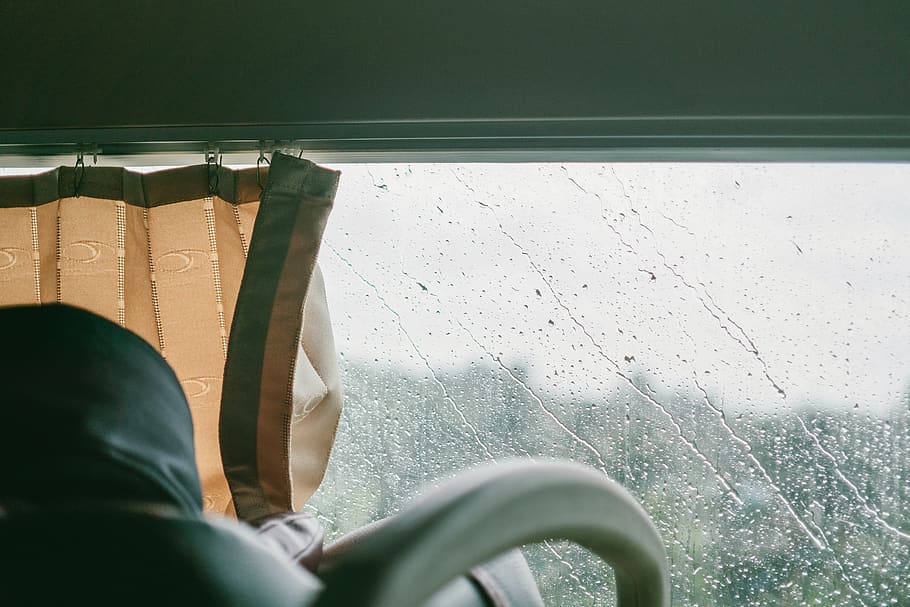Brown Curtain, car, rain, one person, low section, real people HD wallpaper